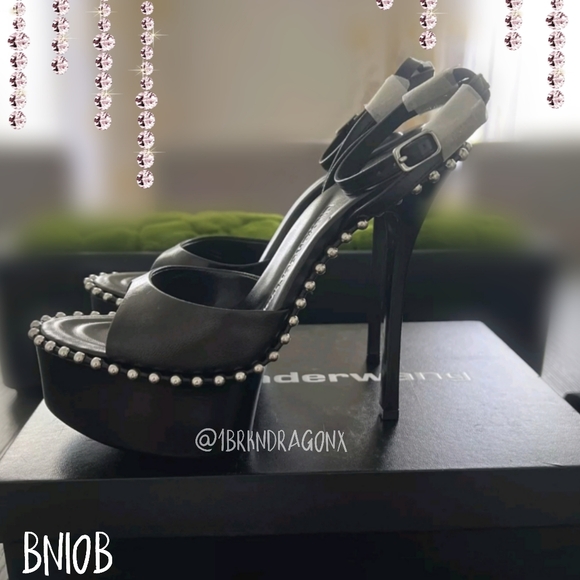 NWT Crystal Studded Platform Heels Open Toe Embellished Ankle Strap Luxury Heel - Picture 9 of 16